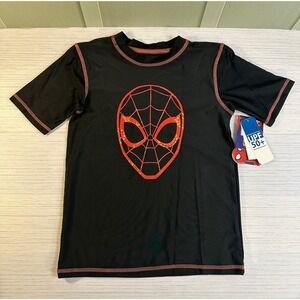 Marvel Spider-Man Boys Rush Guard Swim Shirt UPF 50+ Black Red Size Medium NWT